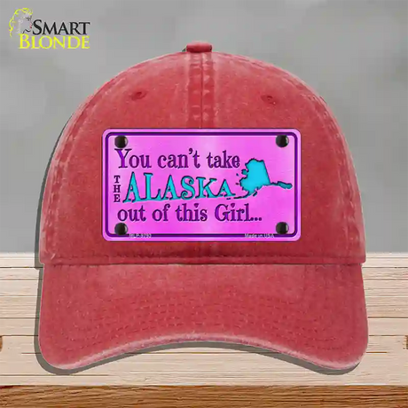 Alaska Girl Novelty License Plate Hat Unconstructed Cotton / Red