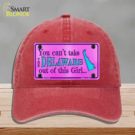 Delaware Girl Novelty License Plate Hat Unconstructed Cotton / Red