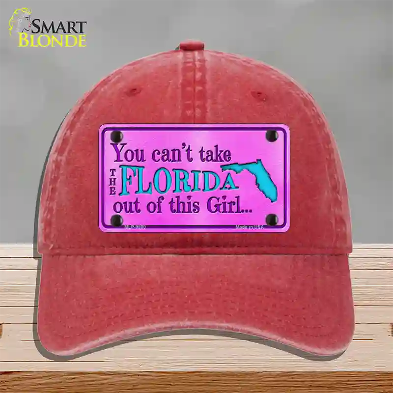 Florida Girl Novelty License Plate Hat Unconstructed Cotton / Red