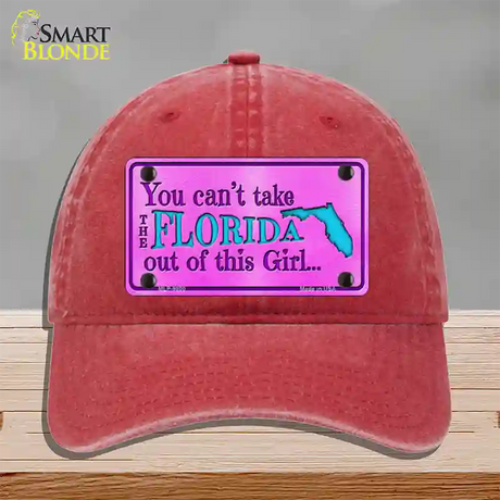 Florida Girl Novelty License Plate Hat Unconstructed Cotton / Red