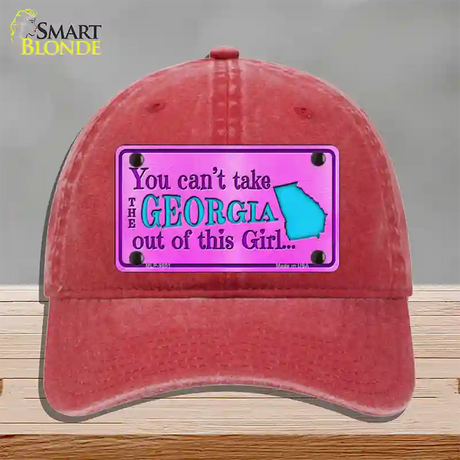 Georgia Girl Novelty License Plate Hat Unconstructed Cotton / Red