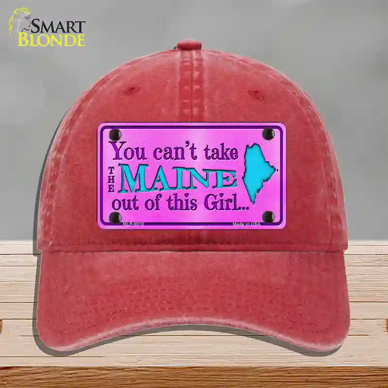 Maine Girl Pink Novelty License Plate Hat Unconstructed Cotton / Red