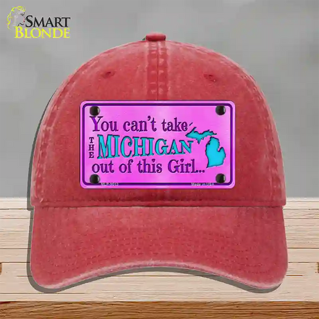 Michigan Girl Novelty License Plate Hat Unconstructed Cotton / Red