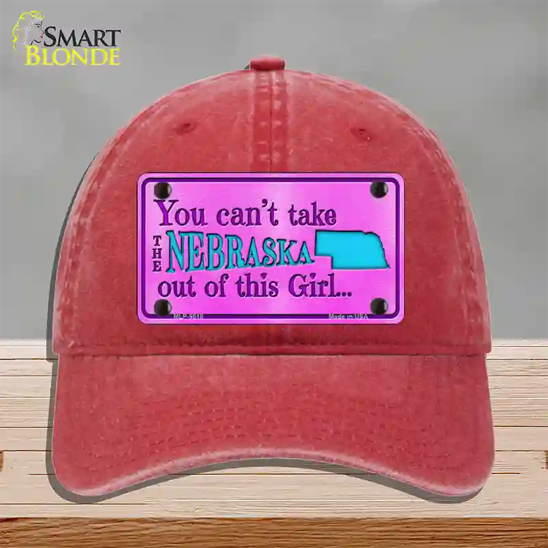 Nebraska Girl Pink Novelty License Plate Hat Unconstructed Cotton / Red