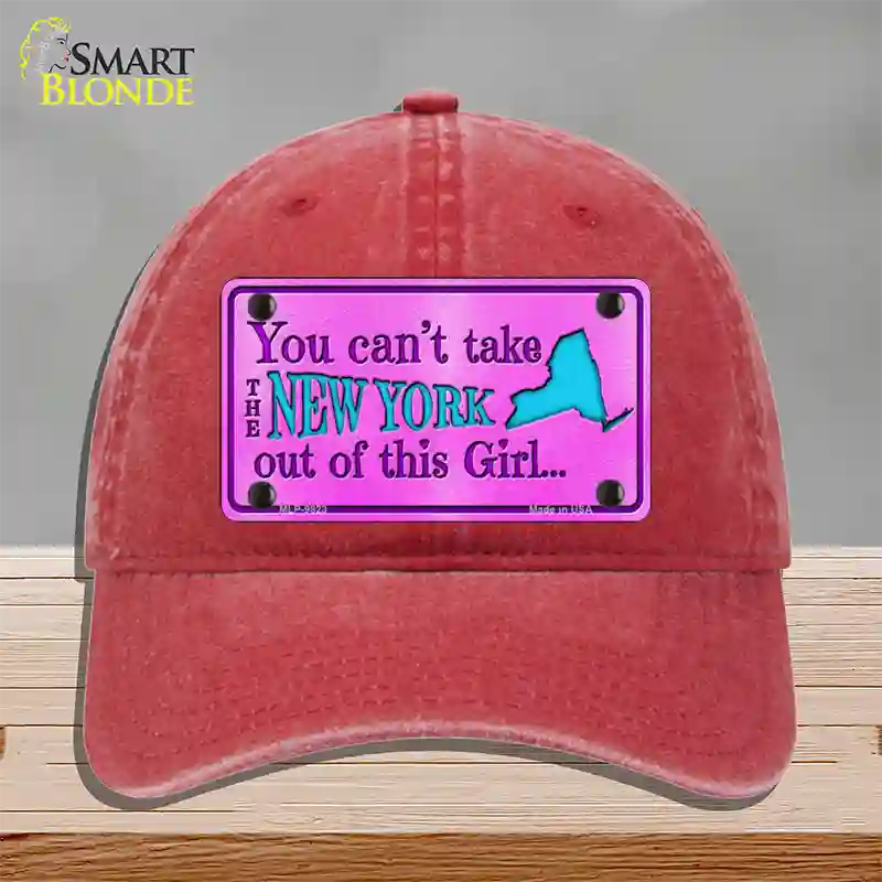 New York Girl Novelty License Plate Hat Unconstructed Cotton / Red