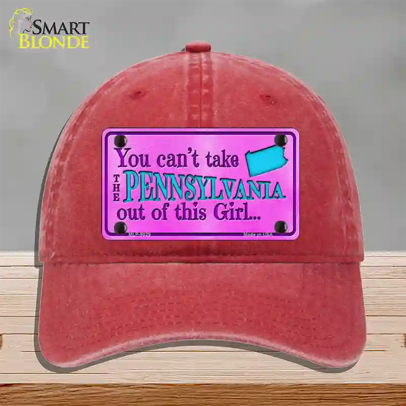 Pennsylvania Girl Novelty License Plate Hat Unconstructed Cotton / Red