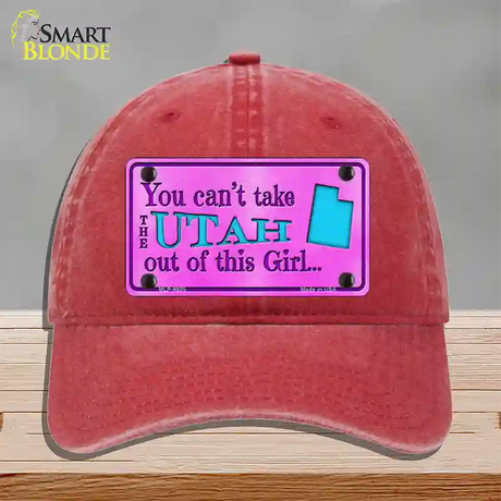 Utah Girl Novelty License Plate Hat Unconstructed Cotton / Red