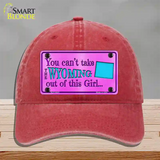 Wyoming Girl Pink Novelty License Plate Hat Unconstructed Cotton / Red