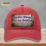 Grandma And Grandpa Bed & Breakfast Novelty License Plate Hat Unconstructed Cotton / Red