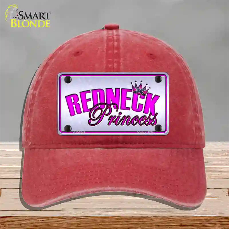 Princess Redneck Novelty License Plate Hat Unconstructed Cotton / Red