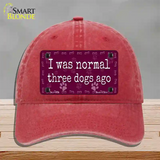 Three Dogs Ago Novelty License Plate Hat Unconstructed Cotton / Red