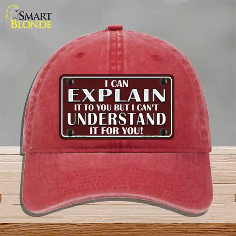 I Can Explain Novelty License Plate Hat Unconstructed Cotton / Red