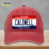 Caldwell Idaho Novelty License Plate Hat Unconstructed Cotton / Red