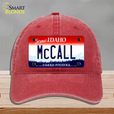 McCall Idaho Novelty License Plate Hat Unconstructed Cotton / Red