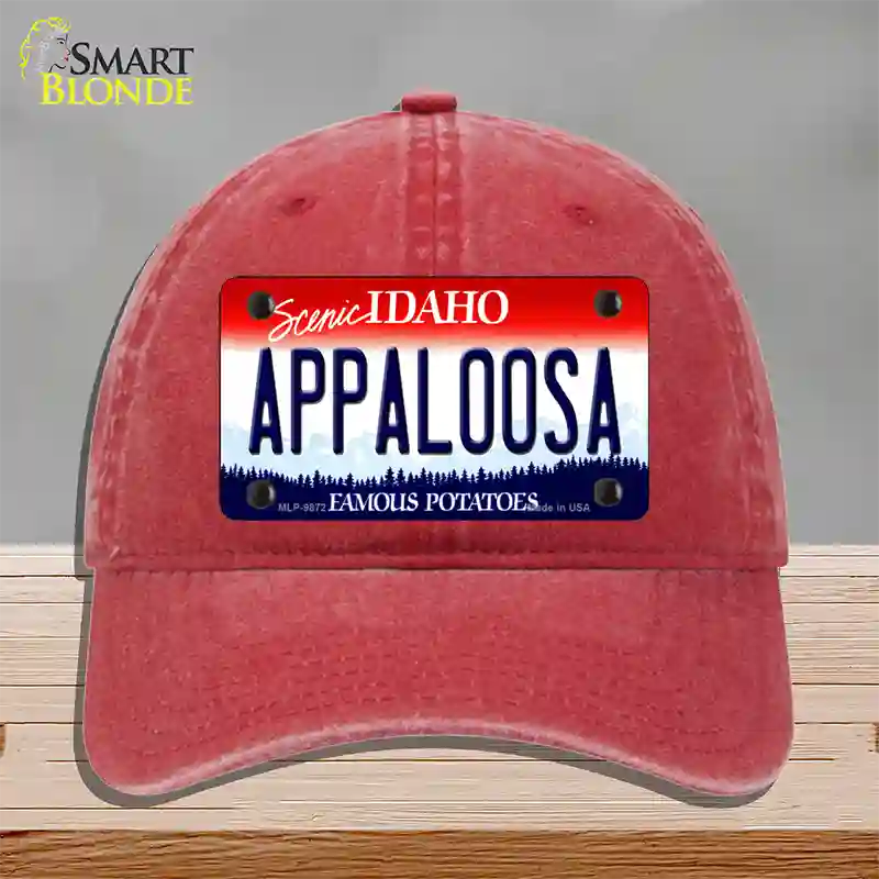 Appaloosa Idaho Novelty License Plate Hat Unconstructed Cotton / Red