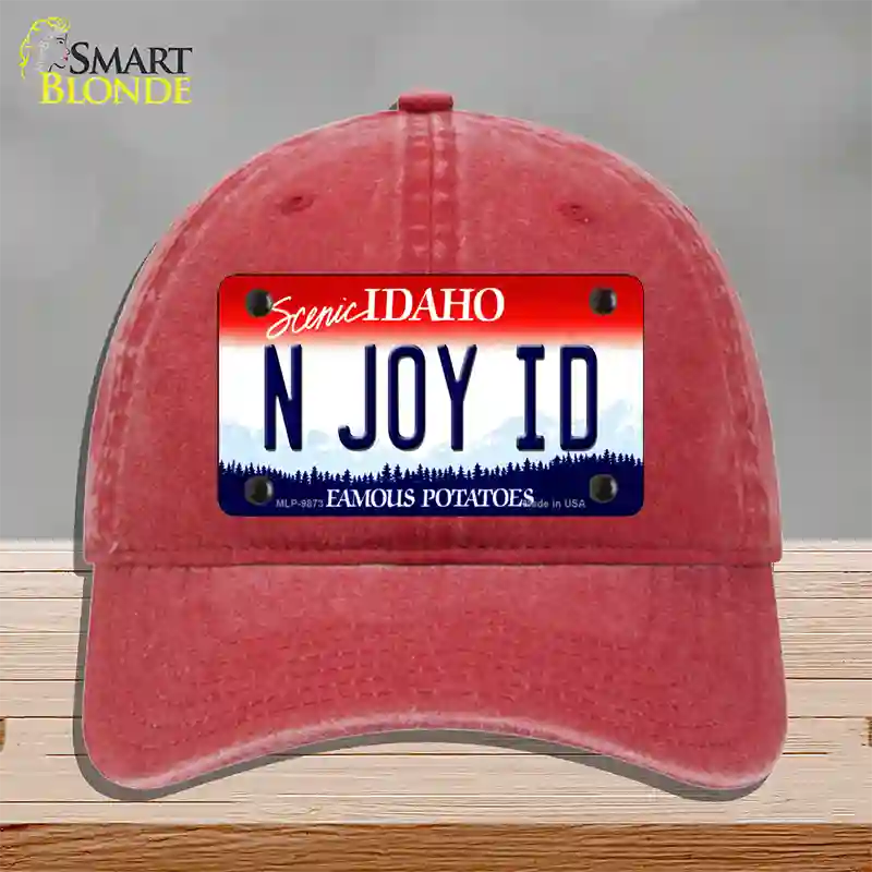 N Joy ID Idaho Novelty License Plate Hat Unconstructed Cotton / Red