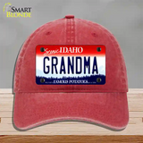 Grandma Idaho Novelty License Plate Hat Unconstructed Cotton / Red