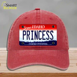 Princess Idaho Novelty License Plate Hat Unconstructed Cotton / Red