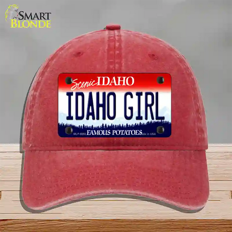 Idaho Girl Idaho Novelty License Plate Hat Unconstructed Cotton / Red