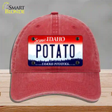 Potato Idaho Novelty License Plate Hat Unconstructed Cotton / Red