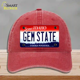 Gem State Idaho Novelty License Plate Hat Unconstructed Cotton / Red