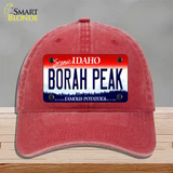 Borah Peak Idaho Novelty License Plate Hat Unconstructed Cotton / Red