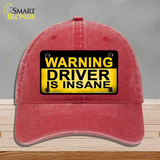 Warning Driver Insane Novelty License Plate Hat Unconstructed Cotton / Red