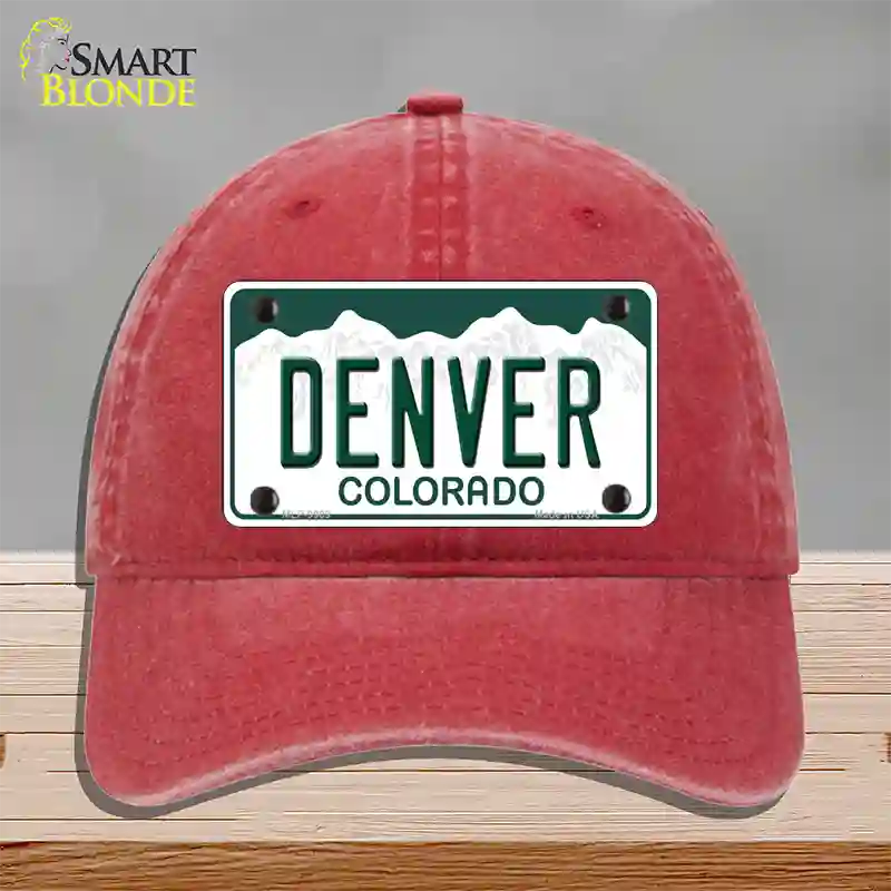 Denver Colorado Novelty License Plate Hat Unconstructed Cotton / Red