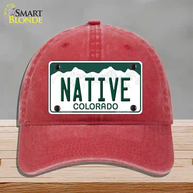 Native Colorado Novelty License Plate Hat Unconstructed Cotton / Red