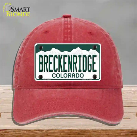 Breckenridge Colorado Novelty License Plate Hat Unconstructed Cotton / Red