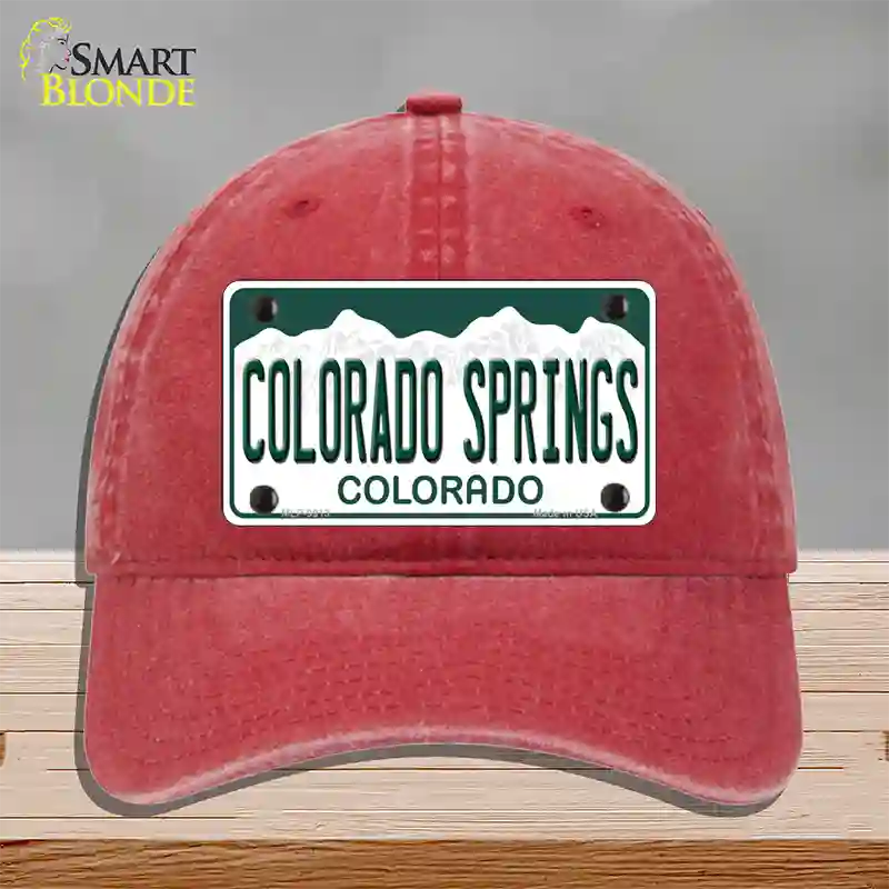 Colorado Springs Colorado Novelty License Plate Hat Unconstructed Cotton / Red