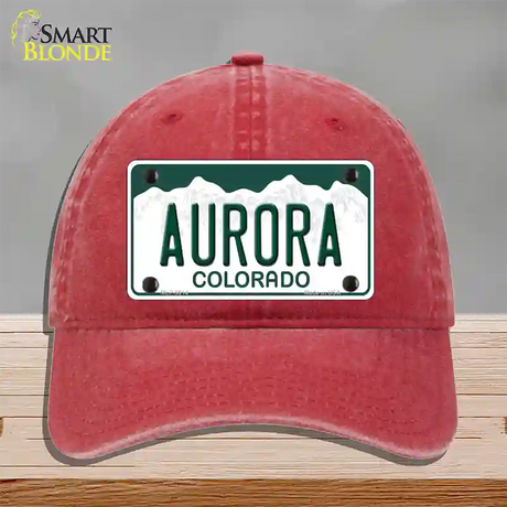 Aurora Colorado Novelty License Plate Hat Unconstructed Cotton / Red