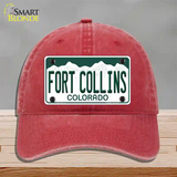 Fort Collins Colorado Novelty License Plate Hat Unconstructed Cotton / Red