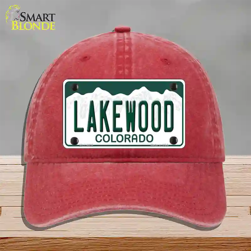 Lakewood Colorado Novelty License Plate Hat Unconstructed Cotton / Red