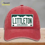 Littleton Colorado Novelty License Plate Hat Unconstructed Cotton / Red