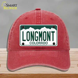 Longmont Colorado Novelty License Plate Hat Unconstructed Cotton / Red