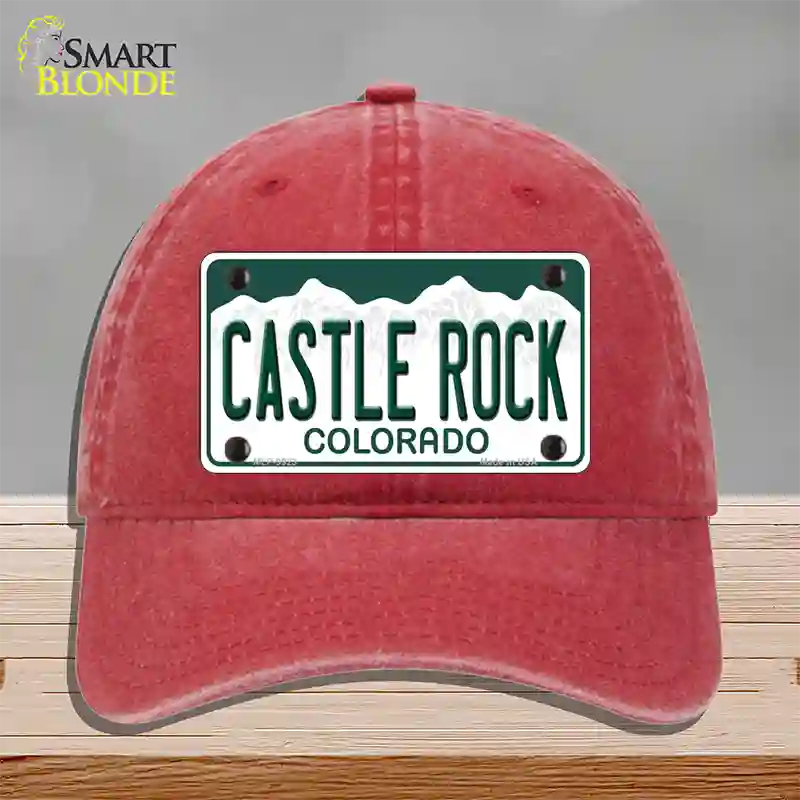 Castle Rock Colorado Novelty License Plate Hat Unconstructed Cotton / Red