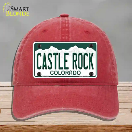 Castle Rock Colorado Novelty License Plate Hat Unconstructed Cotton / Red