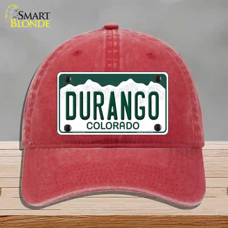 Durango Colorado Novelty License Plate Hat Unconstructed Cotton / Red