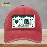 I Love Colorado Novelty License Plate Hat Unconstructed Cotton / Red