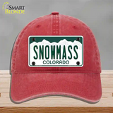 Snowmass Colorado Novelty License Plate Hat Unconstructed Cotton / Red