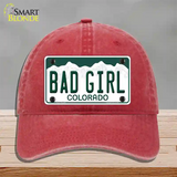 Bad Girl Colorado Novelty License Plate Hat Unconstructed Cotton / Red