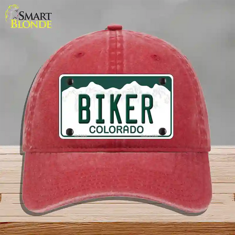 Biker Colorado Novelty License Plate Hat Unconstructed Cotton / Red