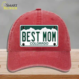 Best Mom Colorado Novelty License Plate Hat Unconstructed Cotton / Red