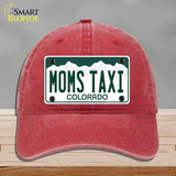 Moms Taxi Colorado Novelty License Plate Hat Unconstructed Cotton / Red