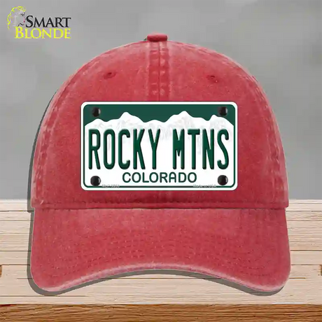 Rocky Mountains Colorado Novelty License Plate Hat Unconstructed Cotton / Red