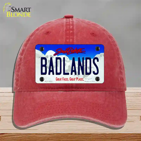 Badlands South Dakota Novelty License Plate Hat Unconstructed Cotton / Red