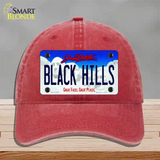 Black Hills South Dakota Novelty License Plate Hat Unconstructed Cotton / Red