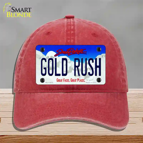 Gold Rush South Dakota Novelty License Plate Hat Unconstructed Cotton / Red