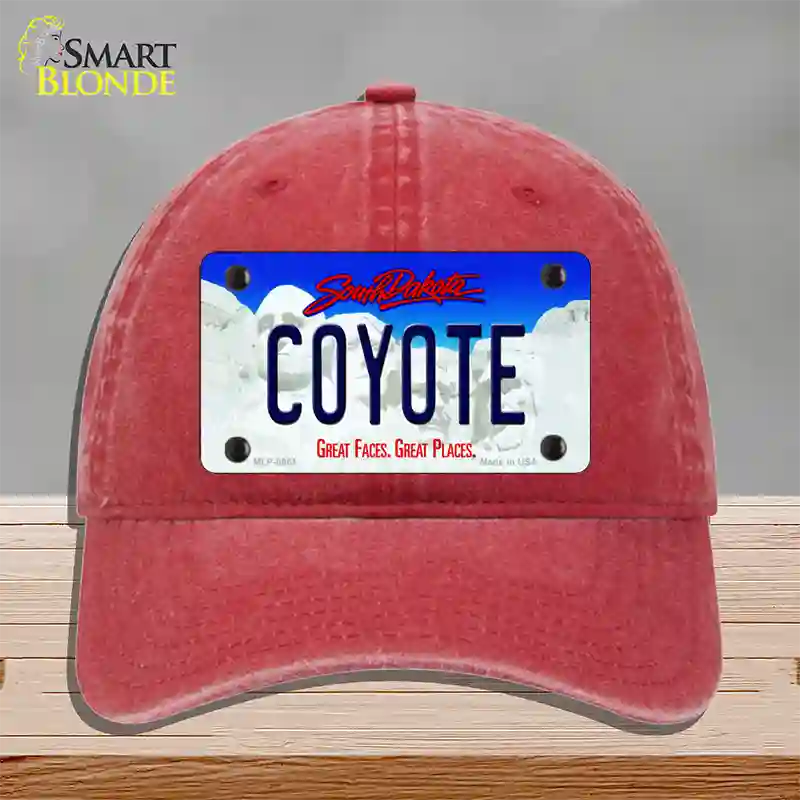 Coyote South Dakota Novelty License Plate Hat Unconstructed Cotton / Red